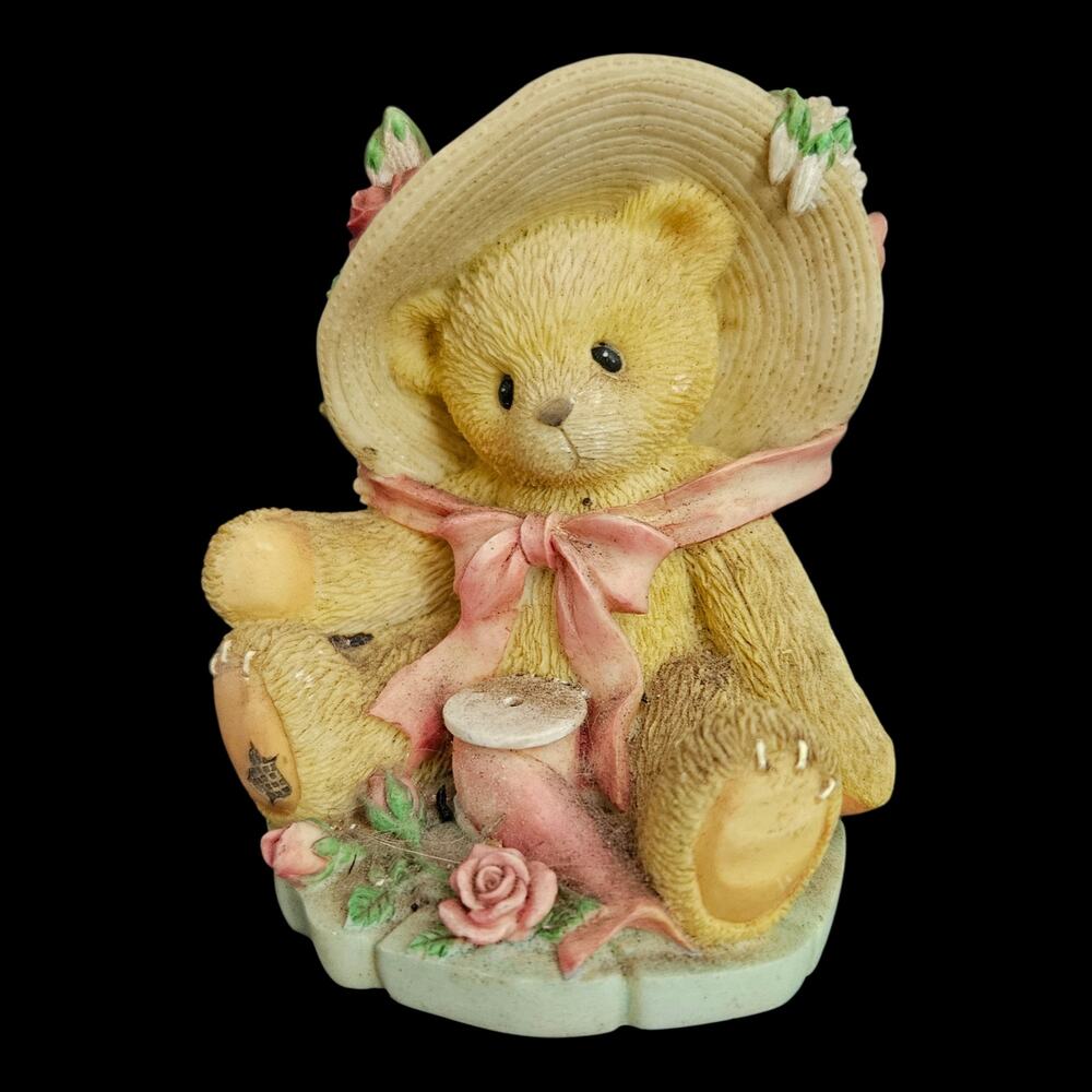 Cherished Teddies Janet Bear Figurine Roses Bonnet Enesco 306622